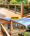 Top Shelf 201 Stainless Steel Deck Railing Connectors Built Like A Tank Heavy Duty 2 X 4 Actually 1.5 X 3.5 Inch installed on a wooden deck.