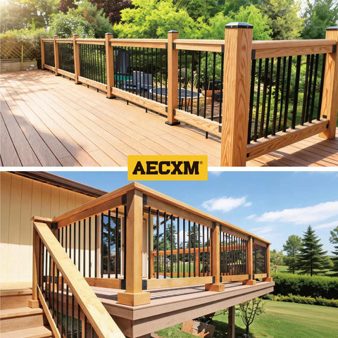 Top Shelf 201 Stainless Steel Deck Railing Connectors Built Like A Tank Heavy Duty 2 X 4 Actually 1.5 X 3.5 Inch installed on a wooden deck.