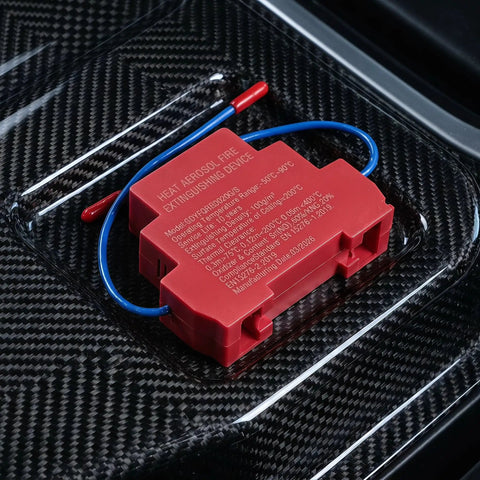 Hella Reliable Automatic Fire Extinguishing Device With Dual Nozzles For Electrical Panels And Control Cabinets Using Heat Triggered Thermal Release Suppression System Pack Of Two on a carbon fiber background.