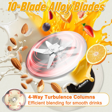 10 In 1 Automatic Nut Milk Maker With 42 Oz Capacity For Almond Soy Oat And Plant Based Milks And Juices Dairy Free Beverages With LED Panel Delay Start Keep Warm And Self Clean showing 10-blade alloy blades and turbulence columns for smooth blending.