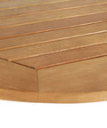 Close-up of edge detail of Natural Teak Balcony Hanging Half Table For Rail Mount Outdoor Space Saver Serving Shelf For Drinks Books And Plants