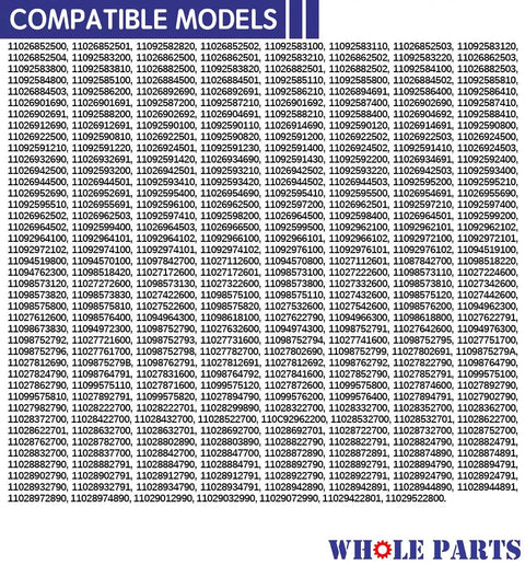 Compatible models list for Heavy Duty Upgraded Washer Center Post Bearing And Seal Kit, showcasing part numbers.