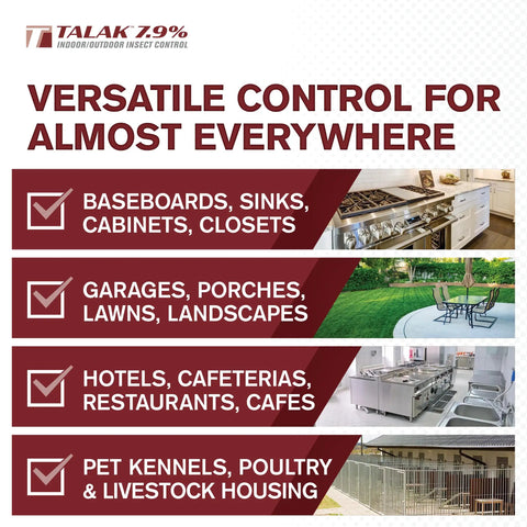Versatile pest control applications for Heavy Hitter 7 Point 9 Percent Bifenthrin Insecticide Concentrate indoors and outdoors.