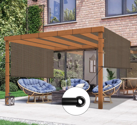 9x12 Foot Pergola Shade Replacement Canopy With Grommets And Weighted Rods, Breathable UV Protective HDPE in outdoor patio setup