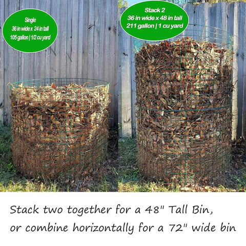 Two Pack Large Expandable Garden Wire Compost Tumbler Bin For Yard Waste Kitchen Scraps And Grass Clippings 24 Inch With Vented Galvanized Mesh