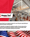 Amana Tool industrial cutting tools factory interior with machinery and American flag