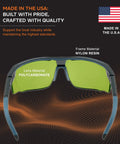 Battle Tested NoIR Laser Safety Glasses Featuring A Hella Comfortable Wraparound Fit For Maximum Ultraviolet And Infrared Eye Protection Laser Grade Durability with green polycarbonate lenses.