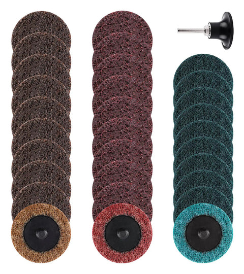 2 Inch Pro Grade Quick Change Roll Lock Discs Set, 31 Pcs With One Quarter Inch Arbor For Die Grinder Surface Conditioning