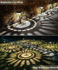 Eight Pack Solar Pathway Lights Outdoor LED Garden Lighting demonstrating warm and cool white glow for pathways