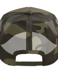 View of the adjustable camo green mesh back of the Solid Plumber Evolution Trucker Hat featuring skilled trades graphic.