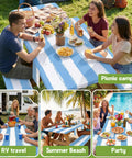 Must Have Outdoor Table Protector Set For 72 Inch Tables And 72 Inch Benches Waterproof Windproof Picnic Table Cover in use.