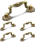 Top Shelf Antique Bronze Drop Bail Cabinet Hardware 3 Inch Centers Kitchen Drawer Pulls Swinging Handle Heavy Duty Finish with floral design.