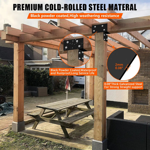 Heavy Duty Post Cap Tie Bracket For Wood Posts And Beams 4x6 Or 4x8 Lumber Black T Shape Pergola Bracket For Gazebos Patios Decks And Porches For Outdoor Use In Weatherproof Black Powder Coated Finish