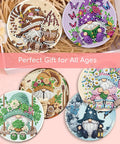 Awesome Gnome Diamond Art Coaster Kit With Holder And Cork Bases For Adults And Beginners DIY Craft Set 8 Piece Coasters