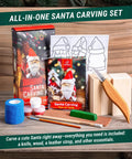 Santa Whittling Wood Carving Kit For Beginners With All In One Tools And Paints Easy DIY Christmas Craft Gift For Adults And Teens Perfect Hobby Woodworking Set For Creative Kids At Heart displayed with contents visible.