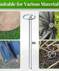 Heavy Duty 6 Inch Galvanized Landscape Stake Set 100 Pcs 11 Gauge Circle Top Garden Staples in different installation views.