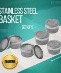 5 Piece Mini Ultrasonic Mesh Basket Set For Cleaning Jewelry Rings Earrings And Small Parts Durable Metal Frame, 0.78 inch size.