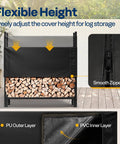 Heavy Duty Four Foot Firewood Rack Workhorse With Cover Set, One Quarter Cord Capacity, Black outdoor storage stand