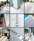 Heavy Duty 304 Stainless Steel Trench Drain Kit With Grid Grate And Coupling For Outdoor Pool Deck Driveway Or Garage Hella Tough Rust Proof Build installed in various outdoor settings.