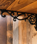 Rock Solid Decorative Shelf Brackets Wrought Iron Corbels 15.5 X 7.2 In Antique Black With Screws And Anchors view from above