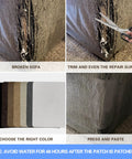 Six Pack Beige Microfiber Sofa Repair Patches Self Adhesive Fabric Mender For Couch Scratches And Rips on broken couch with repair steps.