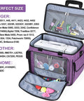 Smooth Rolling Sewing Machine Case With Wheels And Solid Frame Easily Haul Your Craft Gear Across Town As A Comfy Purple Trolley Tote.