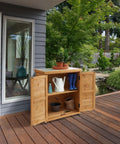 Outdoor Garden Potting Bench With Metal Tabletop And Storage Cabinet Cedar Wood Weatherproof Natural Finish Patio Workstation For DIY Planting