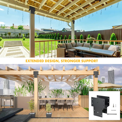 Heavy Duty Post Cap Tie Bracket 2 Pack For 6x6 Posts Internal 5.5x5.5 Fit For Wood Gazebos Decks Patios And Beams Black Steel Brackets With Weatherproof Finish That Stays Solid In Any Weather