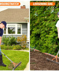 62 Inch Adjustable Thatch Rake With 19 Tines Nickel Steel For Lawn Dethatching And Soil Aeration in garden use