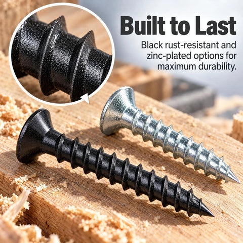 Beast Mode Wood Screw Assortment Kit With Plastic Anchors 230 Pieces Size Six And Eight Phillips Head black and zinc-plated screws