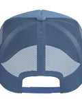 Back view of Classic Master Plumber Evolution Graphic Trucker Cap With Adjustable Mesh Back in light blue, showcasing mesh panels.