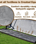 Detailed view of Textilene fabric seat on Three Person Outdoor Patio Swing With Adjustable Canopy, showcasing durability and comfort features.