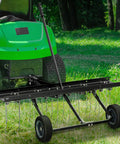 Tow Behind Dethatcher Powerful 40 Inch With 20 Spring Steel Tines Lift Handle for ATV and mower tractors in use
