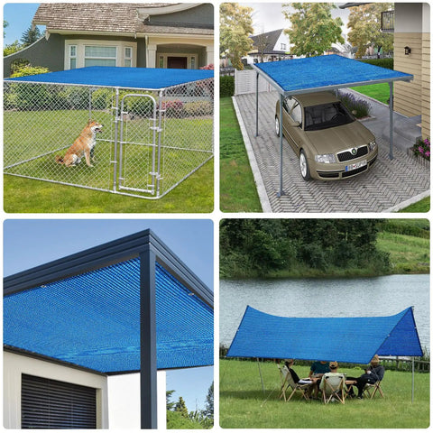 Blue Sun Shade Sail 3 Ft By 7 Ft Straight Edge With Grommets UV Blocking And Water Permeable Canopy in various outdoor settings