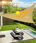 Sun Shade Sail 12 Ft By 12 Ft By 12 Ft Triangle Sand Canopy UV Block Sunshade For Patio Garden Yard Deck Pergola Lawn Backyard With Breathable HDPE Fabric installed over patio