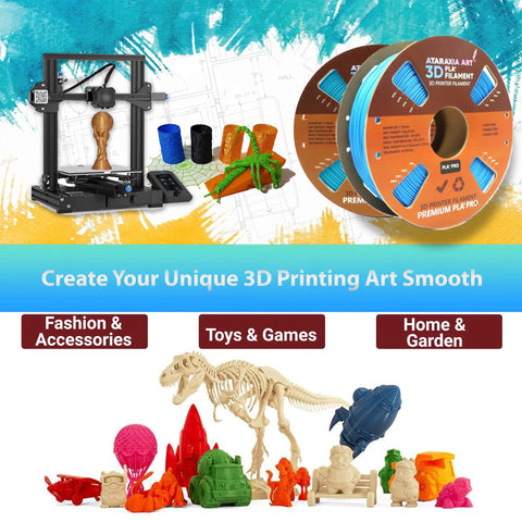 Premium Plus Plaplus Filament 1.75Mm 1Kg Spool with 3D printer and colorful models for creative projects.