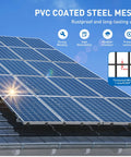 Premium Heavy Duty Solar Panel Critter Guard 8 Foot By 100 Feet With 100 Fastener Clips Black Pvc Coated Steel Rooftop Barrier mesh on solar panels.