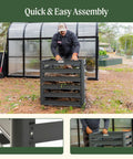 Person assembling 32 Inch Tall Modular Compost Bin For Easy Backyard Composting With A 90 By 30 By 32 Inch Build Galvanized Steel