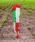 Adjustable Handheld Seed Planter For Corn Peanuts Soybeans And Vegetables Manual Garden Seeder standing in field