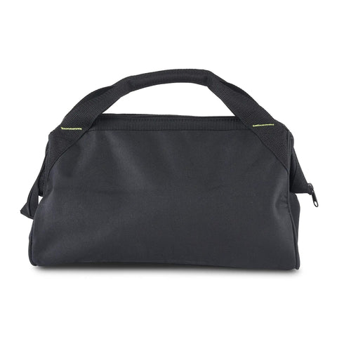 Pro Grade 15 Inch Tool Bag For Pros And Contractors Water Resistant Tote With Three External Pockets Built To Last For On The Job Use Heavy Duty Organizer Black, front view