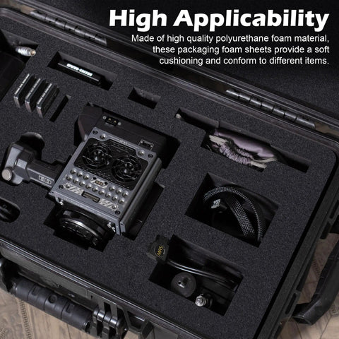 Badass 6 Pack Polyurethane Foam Sheets 16x12x1 Inch Cuttable Inserts Super Soft Elastic Cushioning for camera gear in tool case.