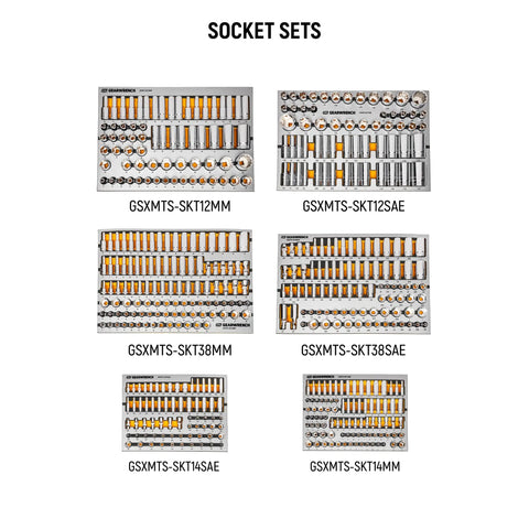 Socket sets from 1024 Piece Master Mechanics Tool Set With Premium Modular Foam Trays And GSX Mobile Tool Storage for Pros