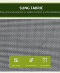 Sling fabric detail of the Two Seater Patio Swing Chair With Canopy And Storage Table For Backyard Hangouts, breathable and tear-proof material.