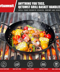 Small Nonstick 3 Piece Grill Basket Set For Vegetables Seafood And Meat Perfect For Grillin And Chillin BBQ on charcoal grill