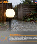12-Inch Outdoor Post Mount Light Fixture With E26 Socket White Frosted Globe Black Base Weatherproof Wet Rated UL Listed Fits Standard 3-Inch Post Post Not Included Go-To Outdoor Lighting For Porch Patio And Garden Pathways