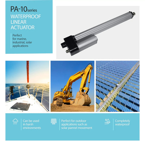 Hella Tough 12V IP66 Waterproof Linear Actuator Delivering A Badass 24 Inch Stroke And Serious 450 Lbs Of Force Built Like A Tank For Gritty Outdoor Jobs Zero Hassle Stainless Steel Rod with outdoor applications.