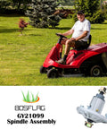 Pro Grade Heavy Duty Spindle Assembly Replaces GY21099 For John Deere 54 Inch Mower Deck with a riding mower on grass.