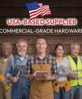 Group of five professionals showcasing commercial-grade hardware skills, representing USA-based supplier of Hella Solid Gravity Double Action Pivot Hinge.