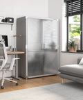 Lockable Solid Steel Storage Cabinet With Adjustable Shelves For Garage Warehouse Office And Classroom 48 W X 24 D X 72 H Built Tough For Everyday Use With Stainless Doors installed in an office