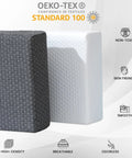 Premium Memory Foam Cube Pillow Made Straight For Real Side Sleepers Measuring 24 By 12 By 5 Inches in black and white textures.